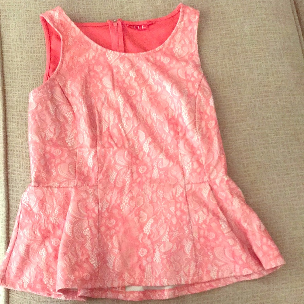 Coral/Pink lace top